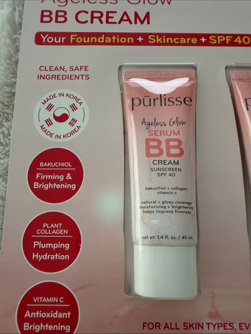 Purlisse Ageless Glow Serum BB Cream with SPF 40 Light Medium 1.4 oz x2 Pack NW - Picture 2 of 4